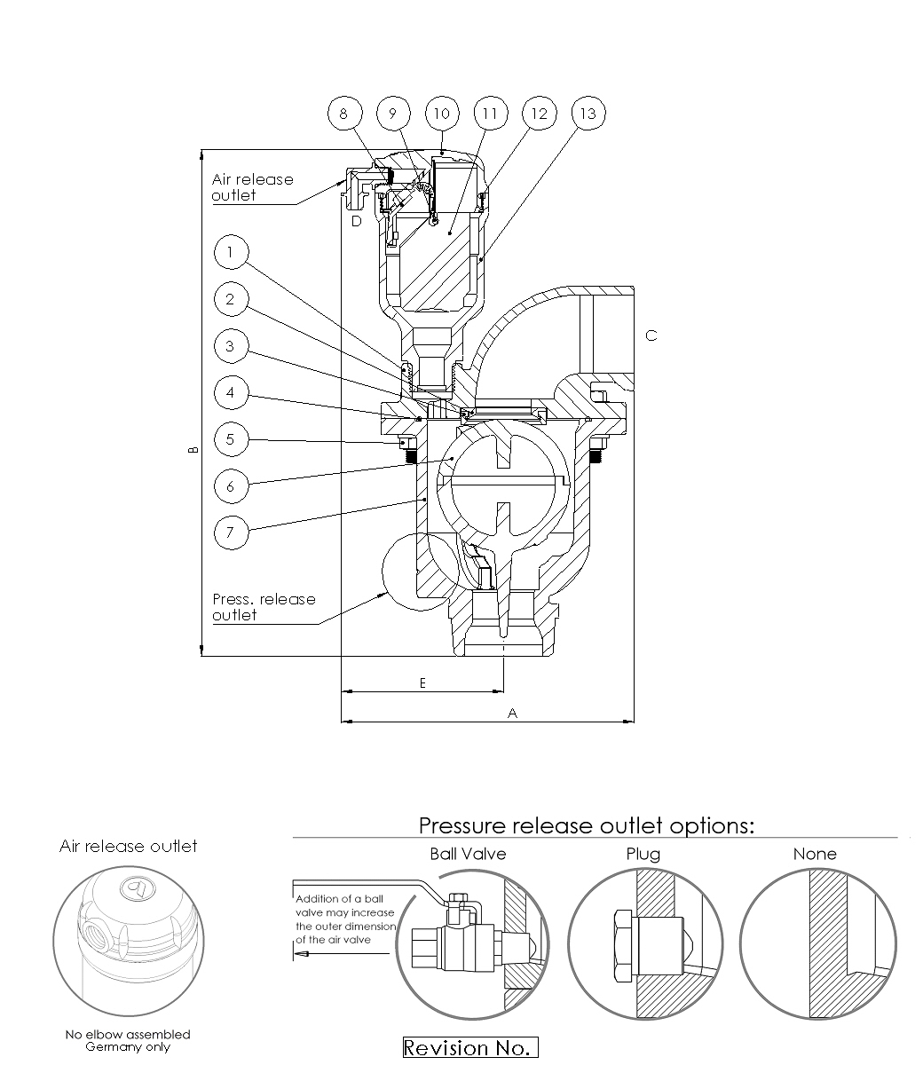 ARI Air Valves ‎Standard Pressure 1016 bar / 150250 psi D50SP10T2